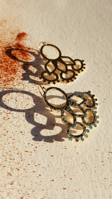 Boucles dorées à l'or fin Mionzi symbole du soleil
