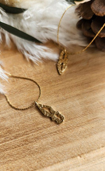 Mini pendentif Reflets doré inspiré des montagnes - chaîne acier inoxydable