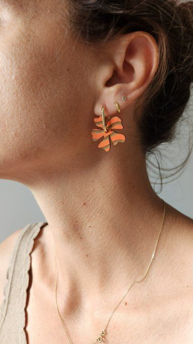 Fiora boucles d'oreilles en bois réversibles motif onde